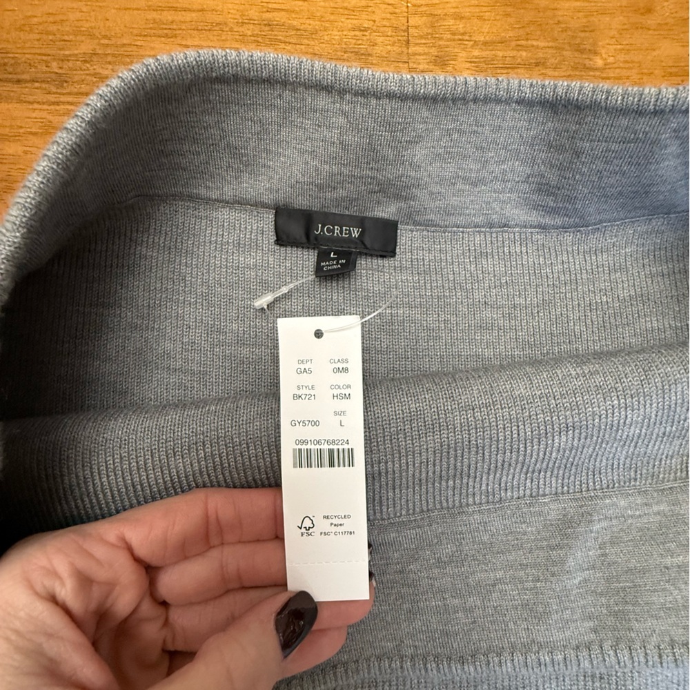 J. Crew Reimagined Heather Gray Merino Blend Pencil Skirt Large - Picture 5 of 8